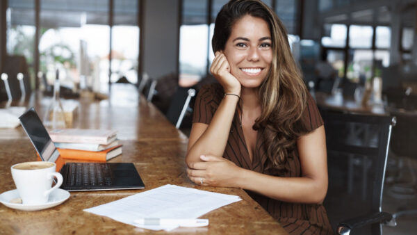 Happy, attractive female entrepreneur