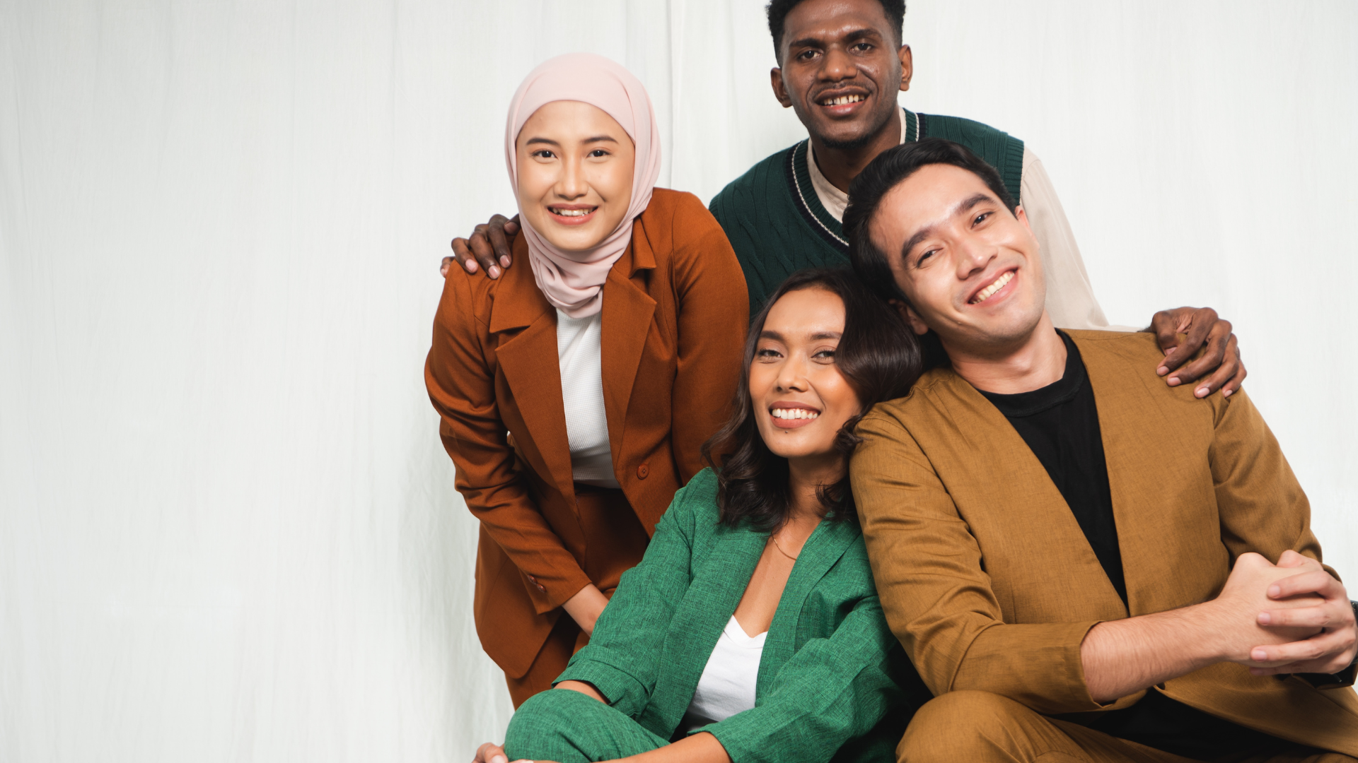 Nice portrait of a happy diverse group of people