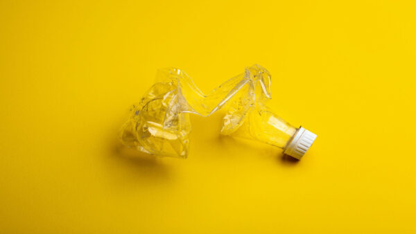 a crunched plastic bottle