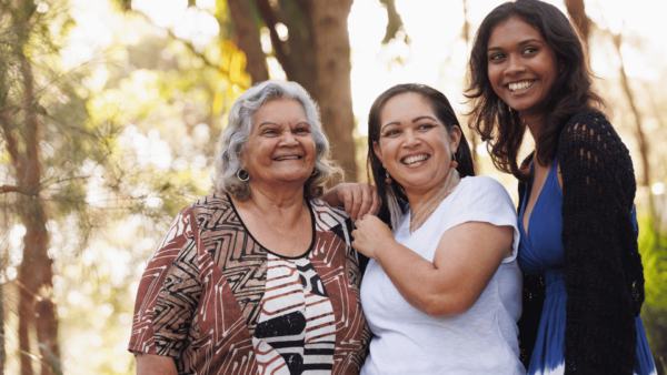 Multi-generational indigenous Australian family, three generations of Aboriginal Australian women