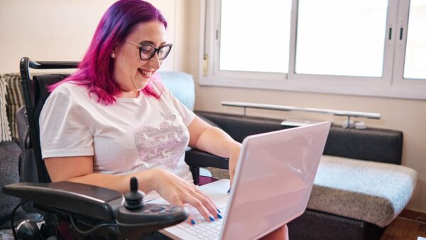 Person with disability working from home