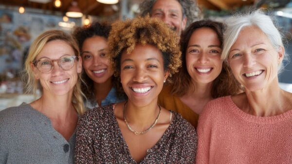 Smiling diverse community members