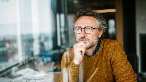 Man thinking looking for something