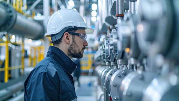 Engineer checking carbon capture gas
