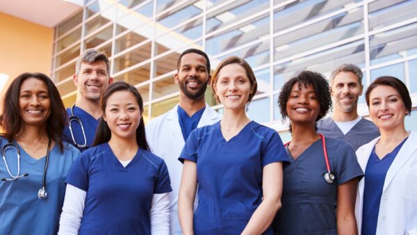 Medical professionals in modern clinical setting