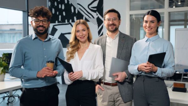 Multiethnic business people smiling