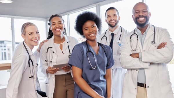 Health professionals smiling