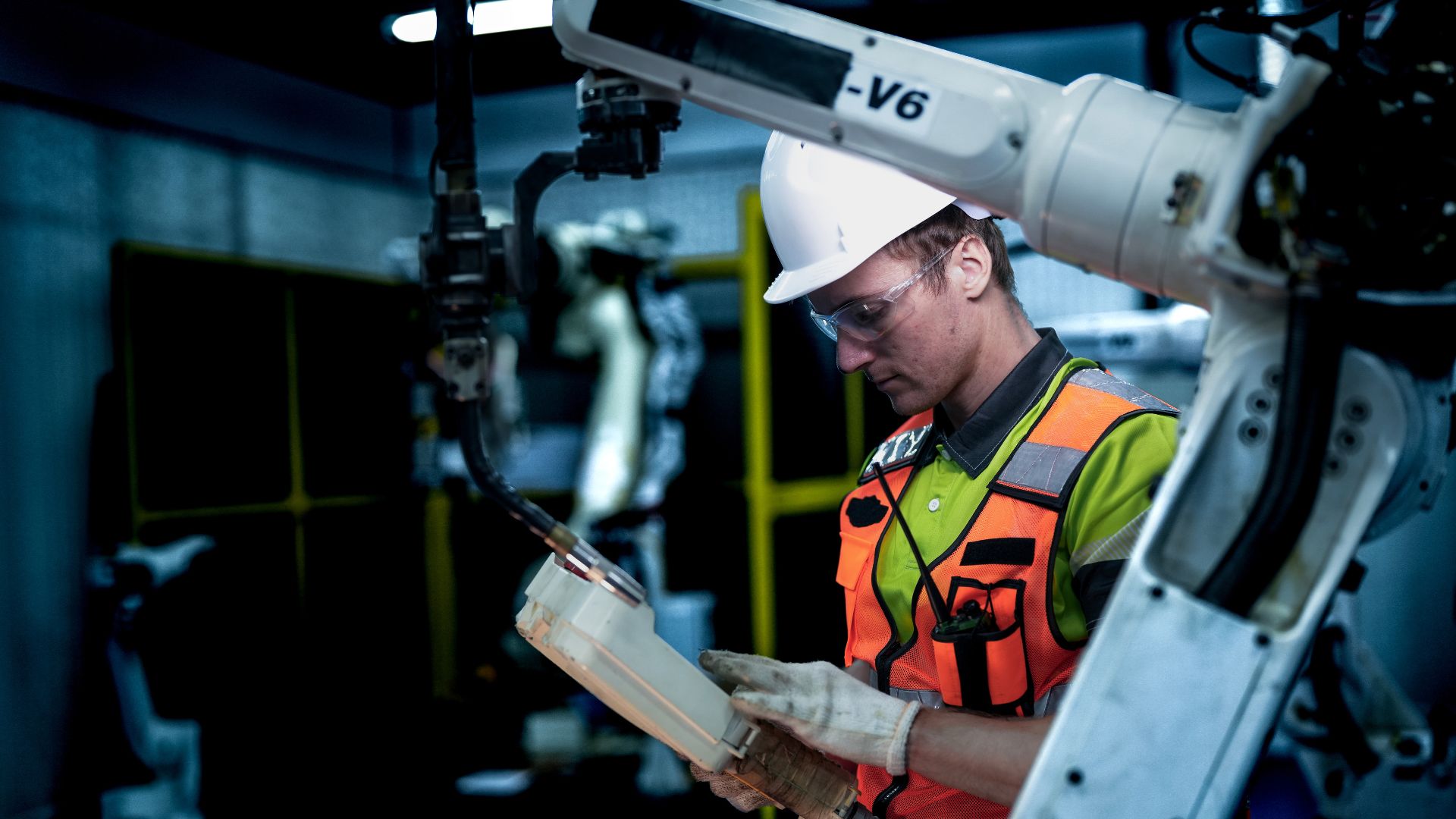 An engineer works with an advanced manufacturing technology